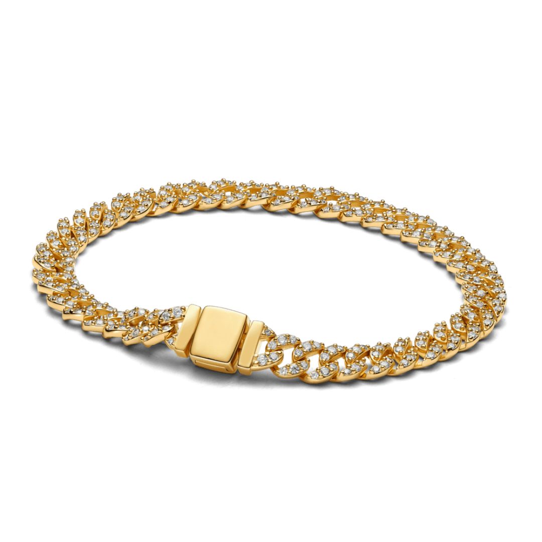 Moissanitt Cuban Armbånd | 18k gull