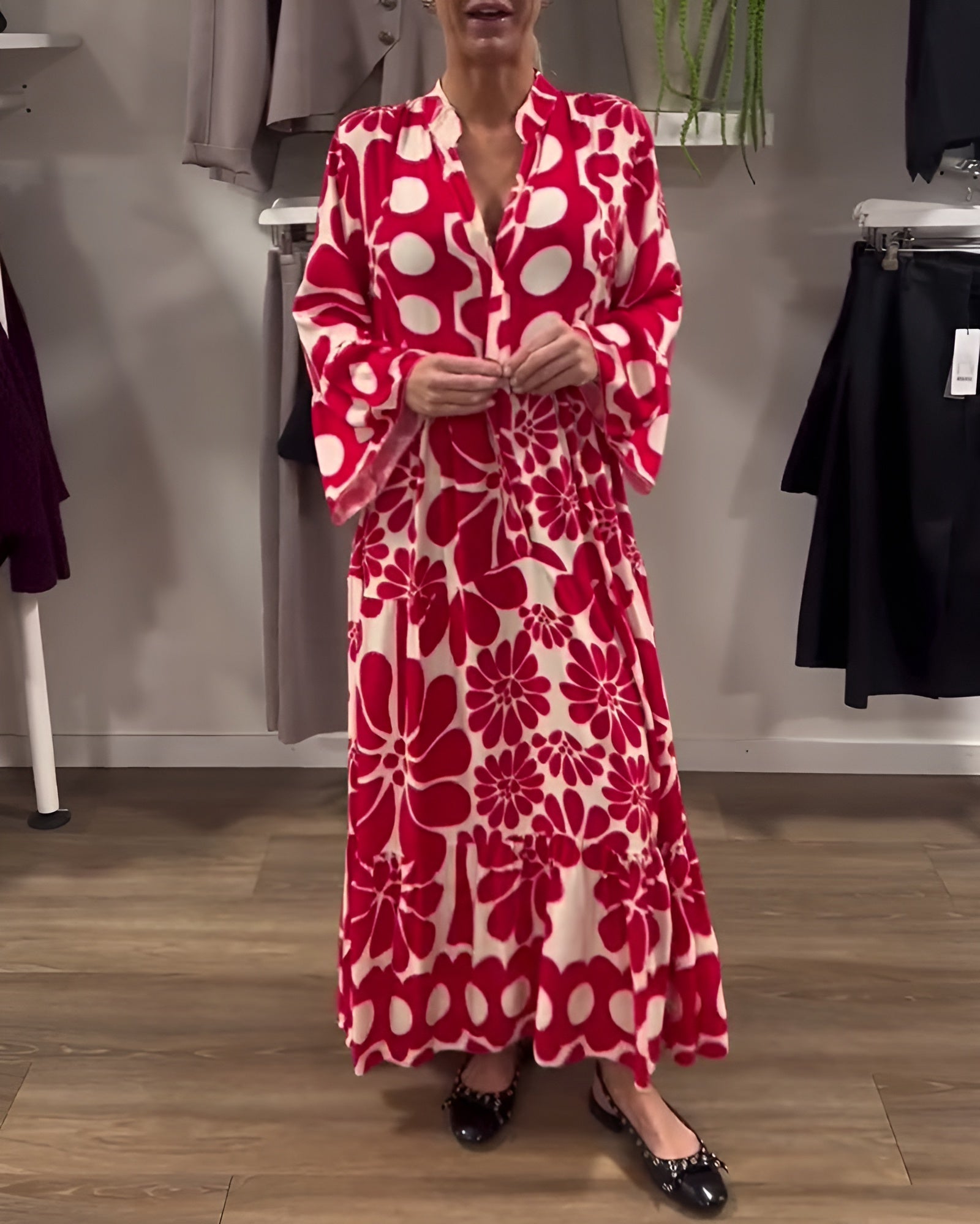 Marielle | Elegant, mønstret maxikjole