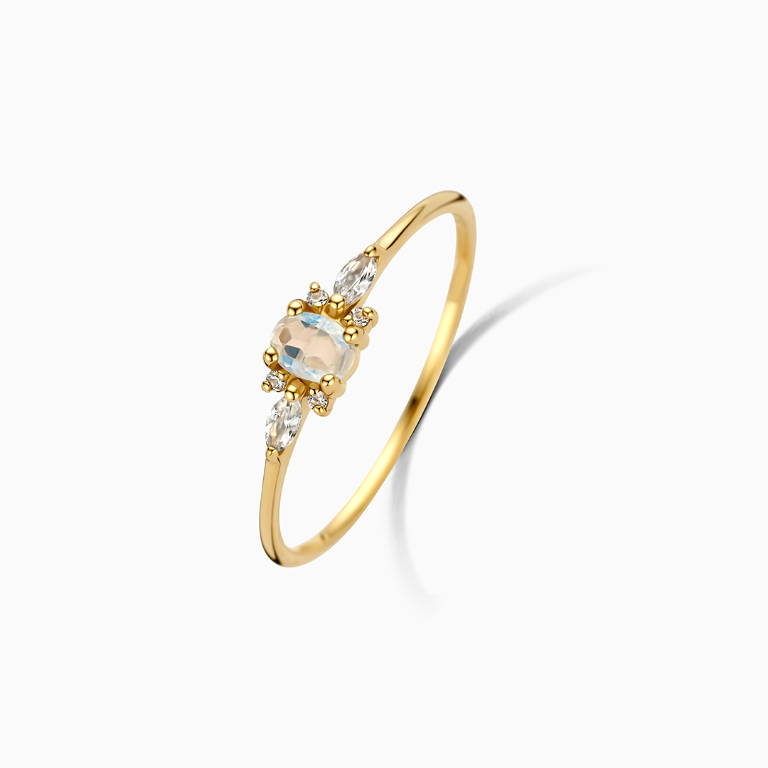Månesteinsmuse-ring | 14k gull