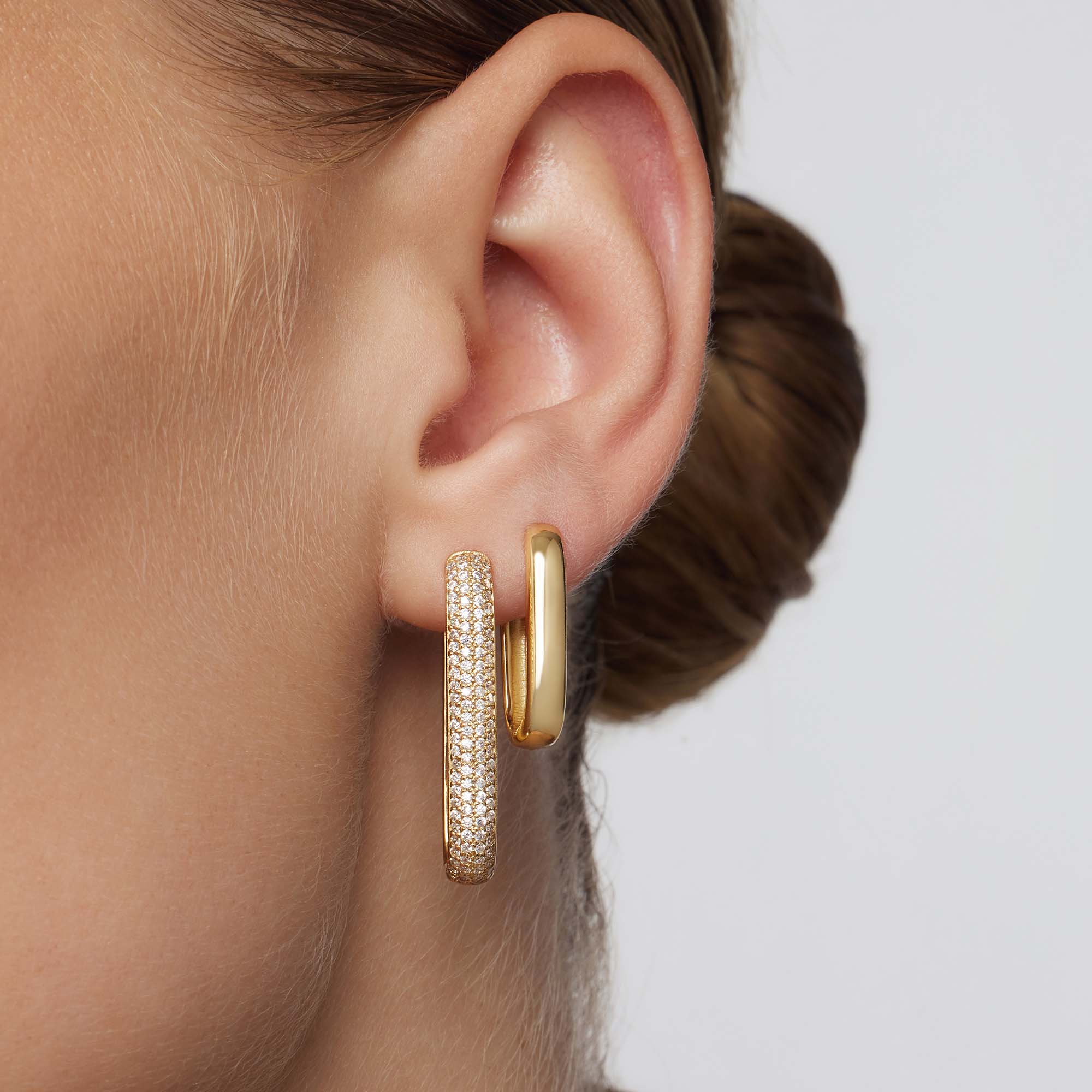 Store Icon Pavé-ringer | 16k gull