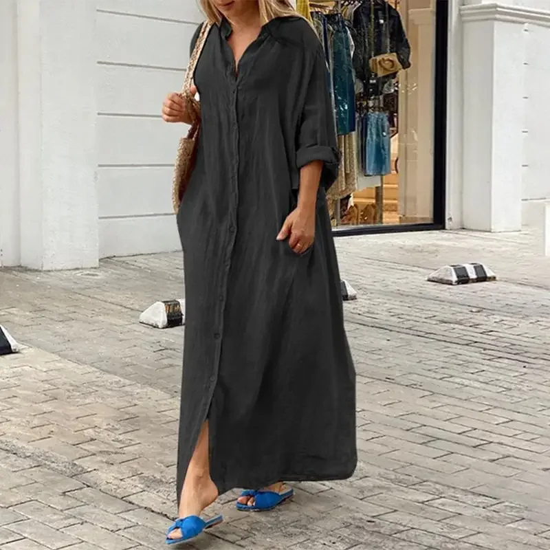 Celina | Oversized skjortekjole i lin