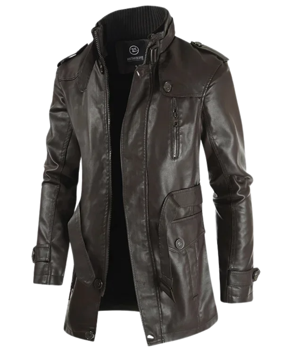 Elegant, lang skinnjakke i bikerstil