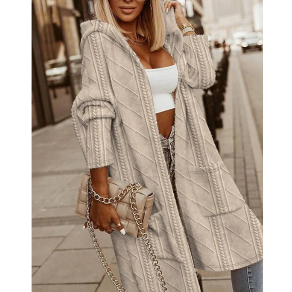 Elina™ – Lang cardigan med hette