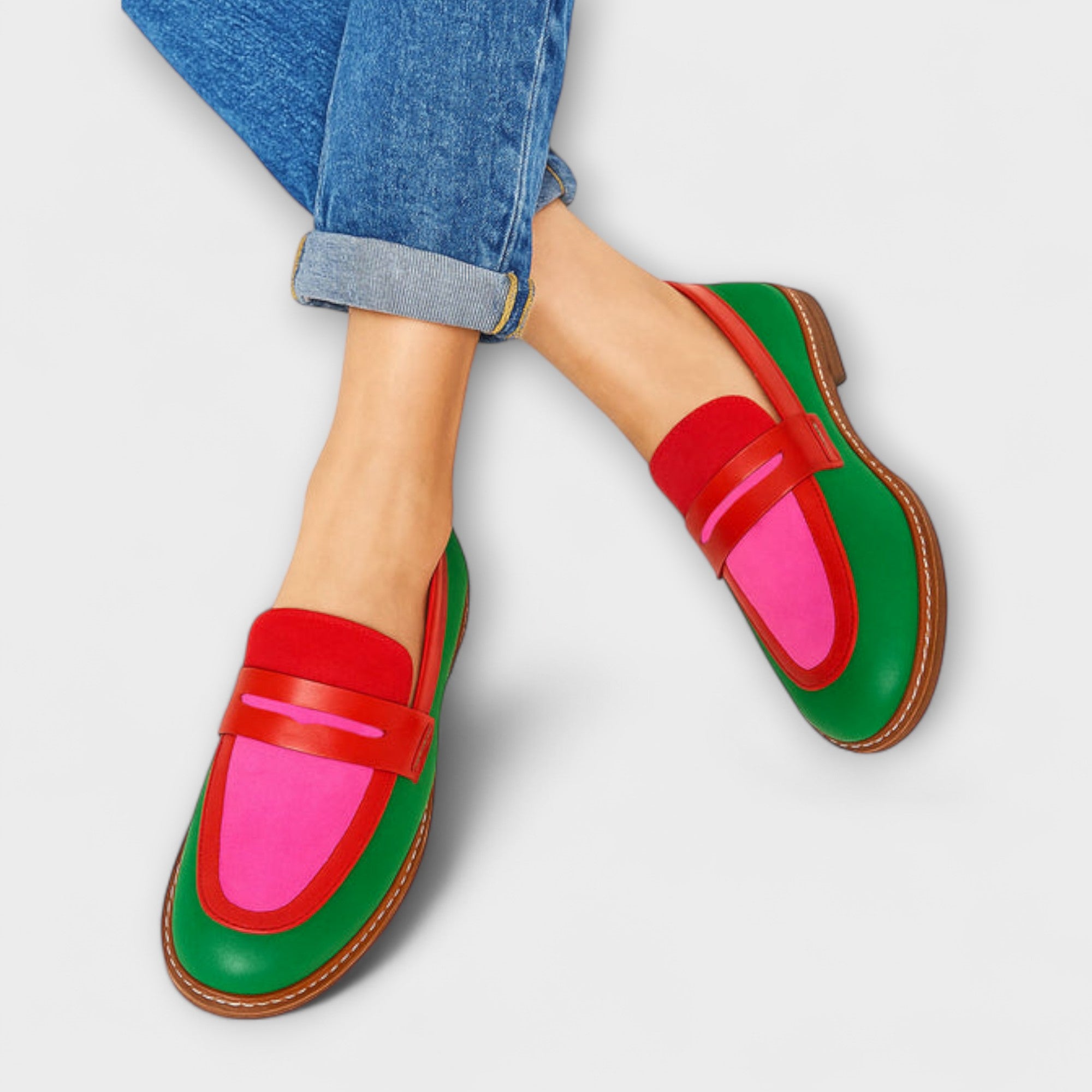 Nyla – Fargeblokk-mokasiner i casual stil