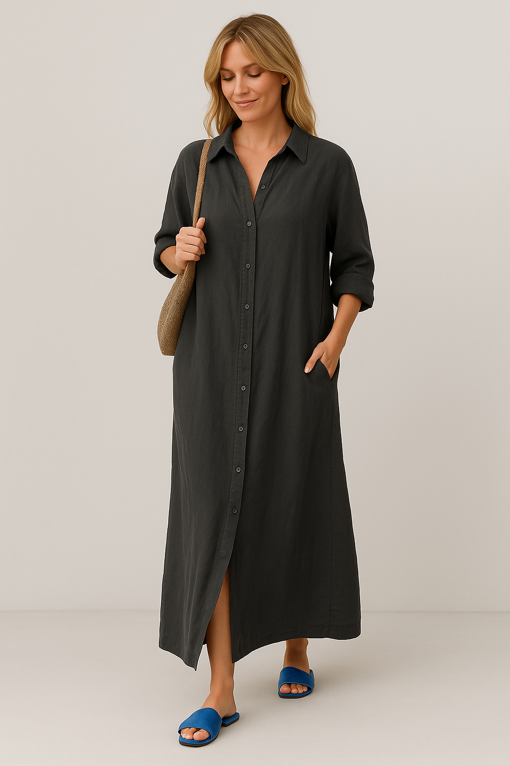 Celina | Oversized skjortekjole i lin