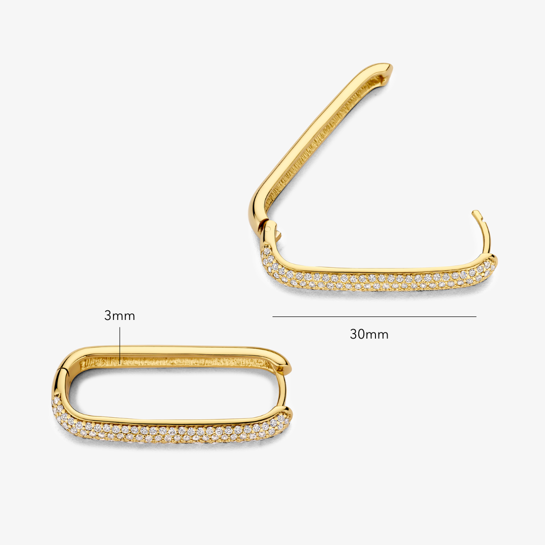 Store Icon Pavé-ringer | 16k gull