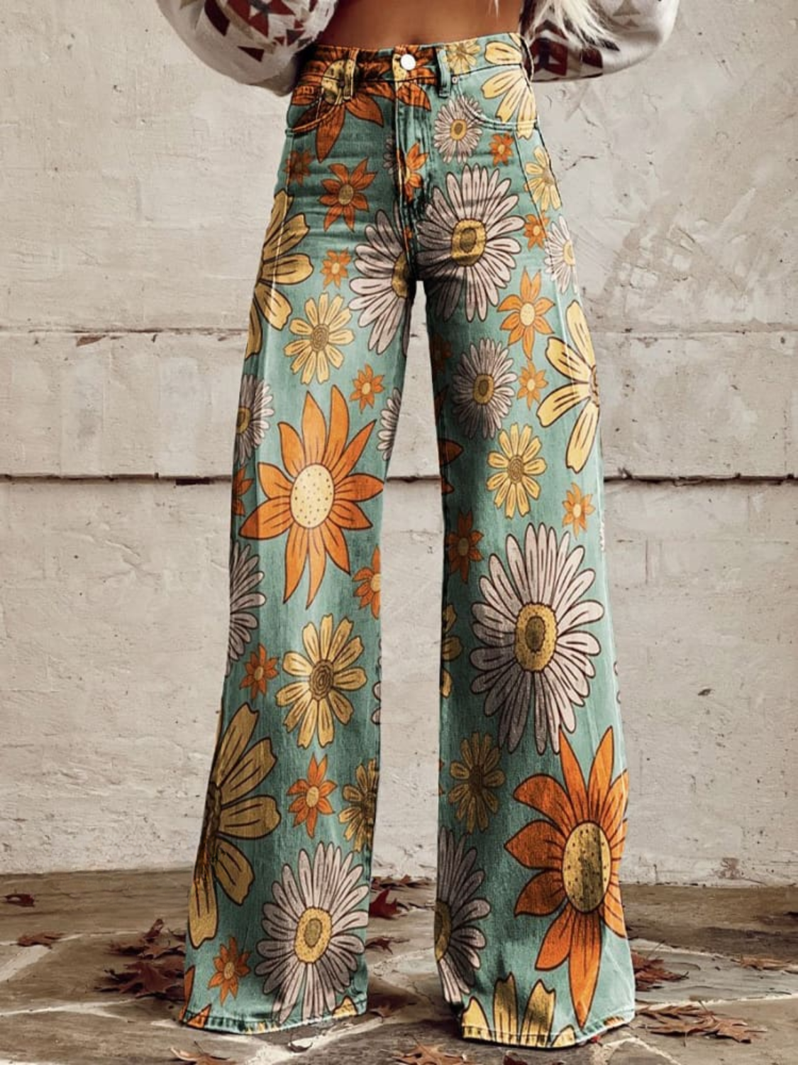 CIRILLA | Vide palazzobukser med vintage blomsterprint