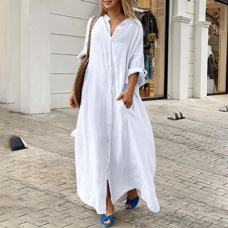 Celina | Oversized skjortekjole i lin