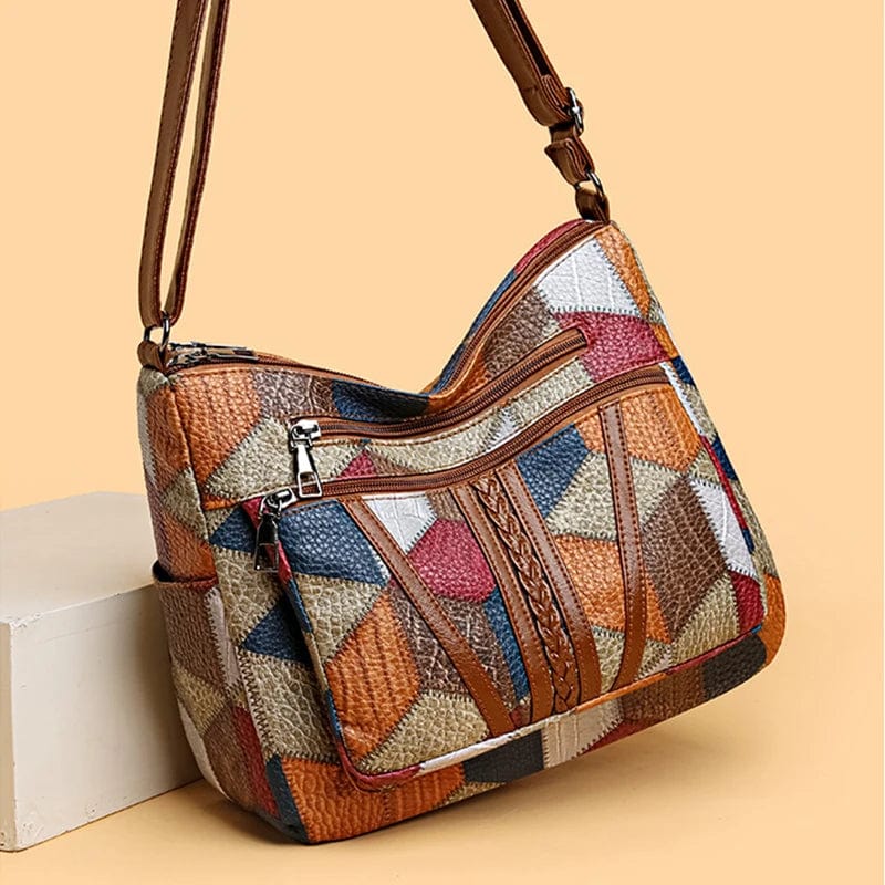 Elvira™ | Mosaikk skinnhåndveske