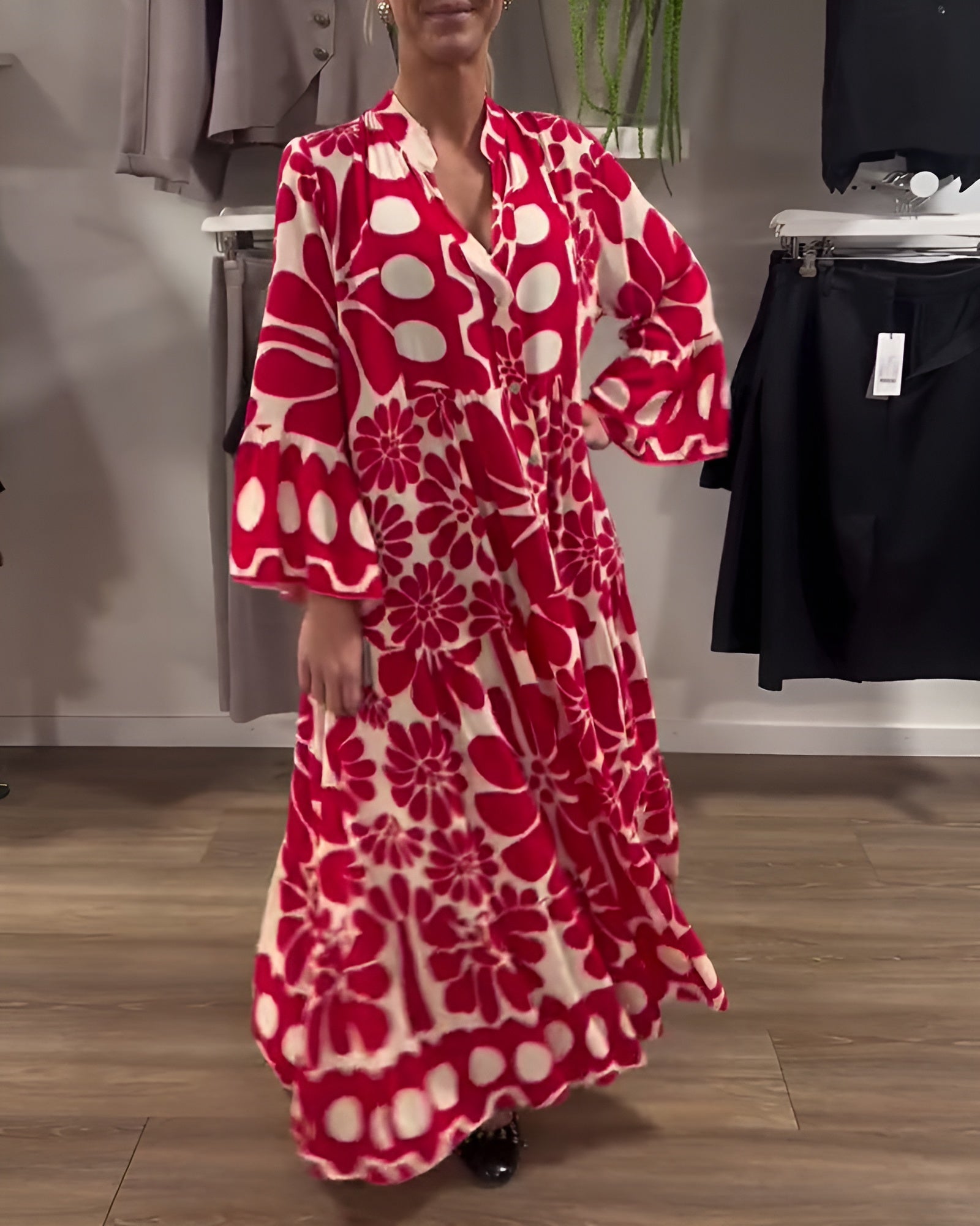 Marielle | Elegant, mønstret maxikjole