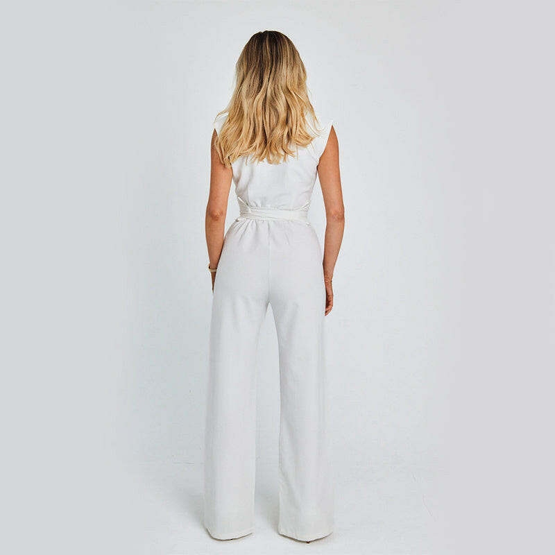 Sofia | Ermeløs jumpsuit med vide ben