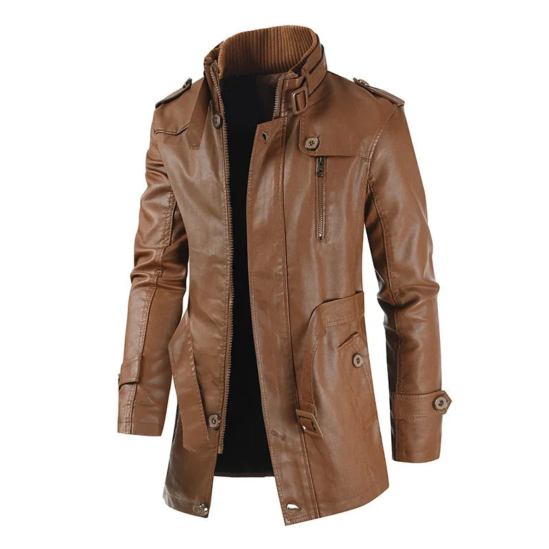 Elegant, lang skinnjakke i bikerstil
