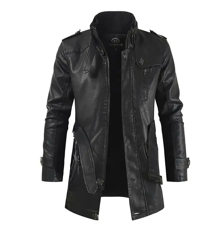 Elegant, lang skinnjakke i bikerstil