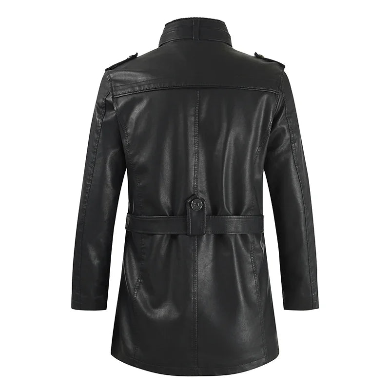 Elegant, lang skinnjakke i bikerstil